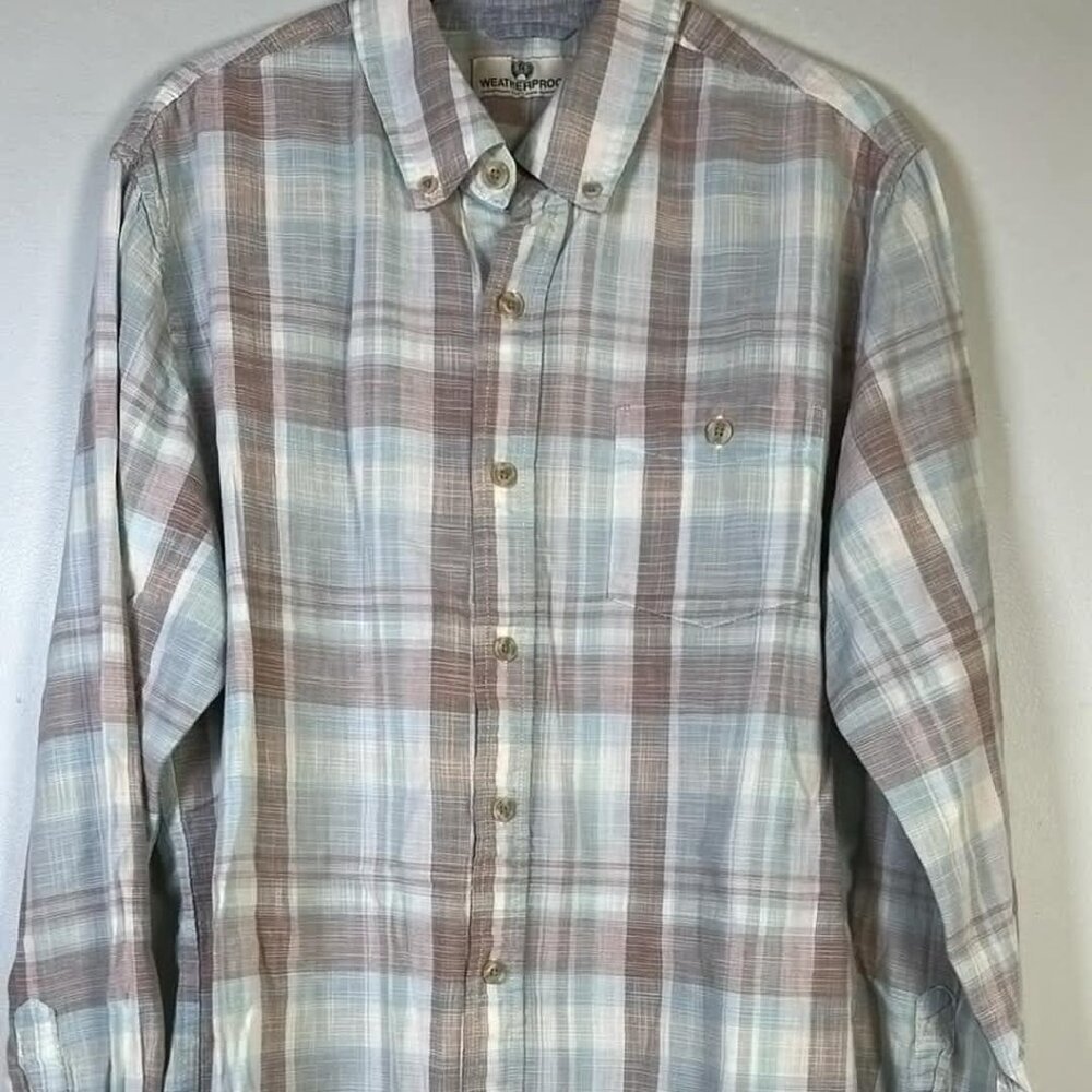 Weatherproof Mens Medium Long Sleeve Button Down 100% Cotton Multicolor  Outdoor